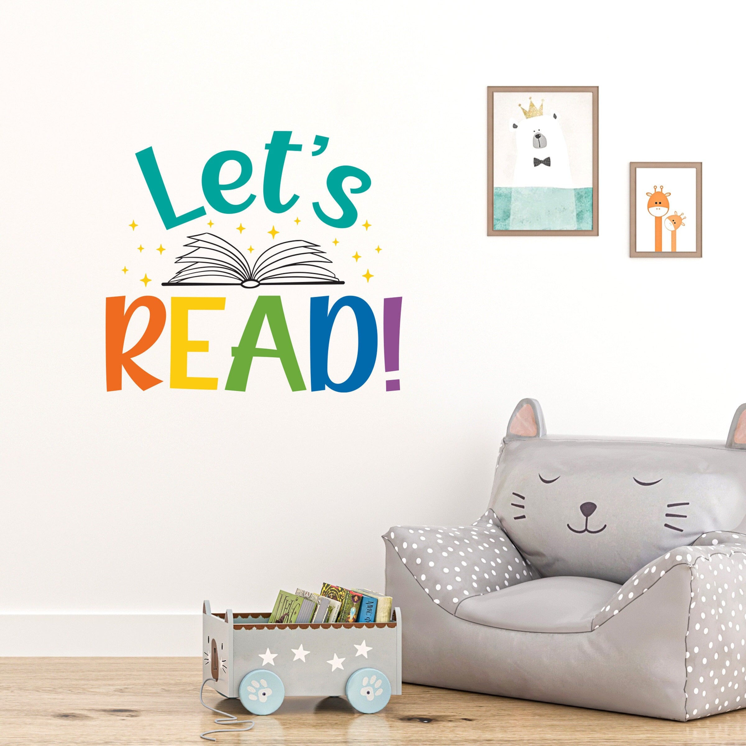 Stiker Let's Read Let's Read Wall Decal: Kids Library Vinyl Sticker - Etsy
