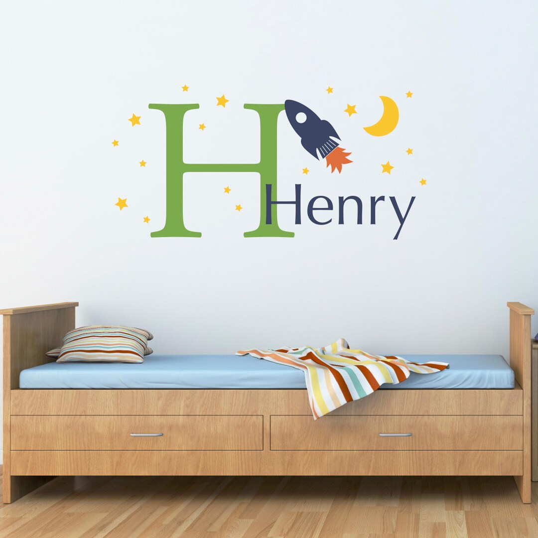 Personalized Rocket Wall Decal Set | Boy Bedroom Decor - Etsy