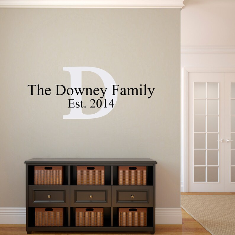 Initial & Last Name Decal Custom Wall Decal with Established Etsy