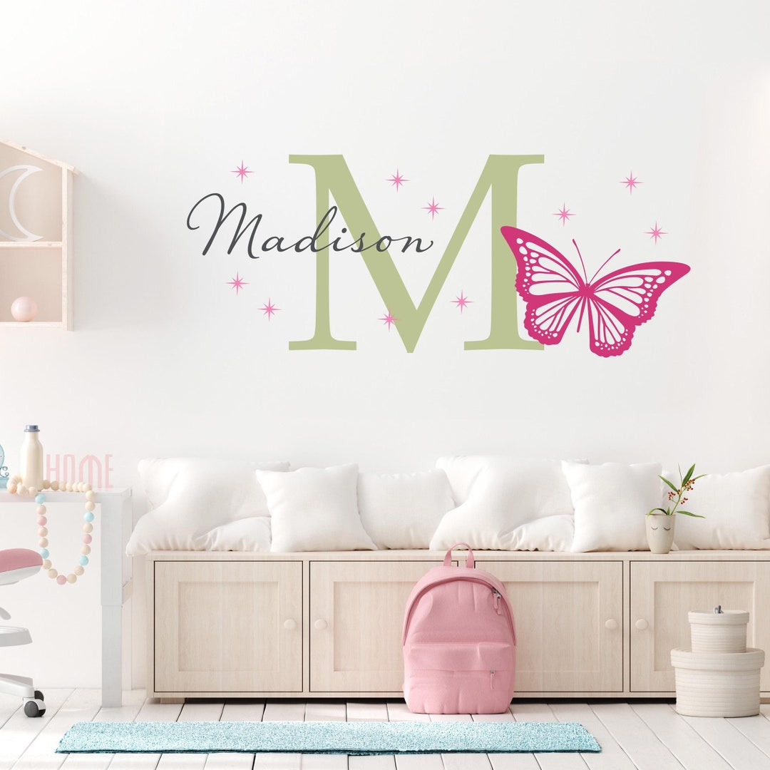 Butterfly Wall Decal Set With Personalized Name | Girl Bedroom Decor ...