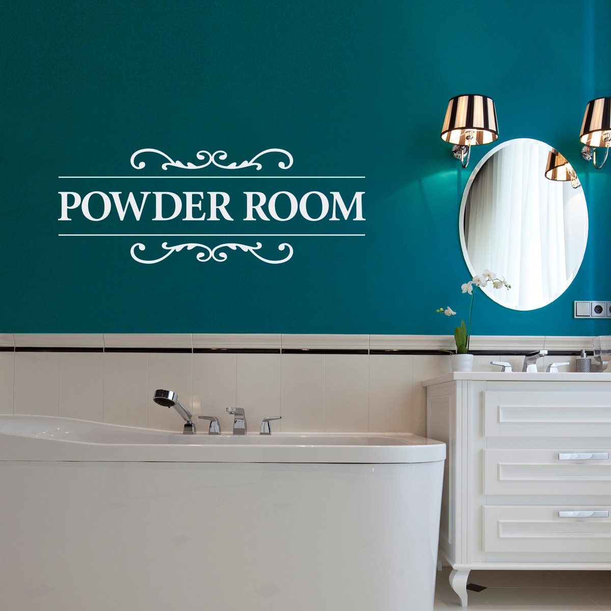 Powder Room Vinyl Decal | Bathroom Wall Decor - Etsy