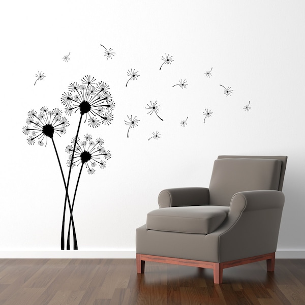 Dandelion Wall Decal Set | Dandelions blowing in the wind | Flower Wall Decor