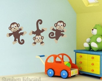 Children Wall Decals - Bunch of Monkeys Vinyl Wall Art - Kids Wall Art