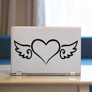 Heart & Wings Laptop Sticker | Heart Decoration | Wings Laptop Accessory