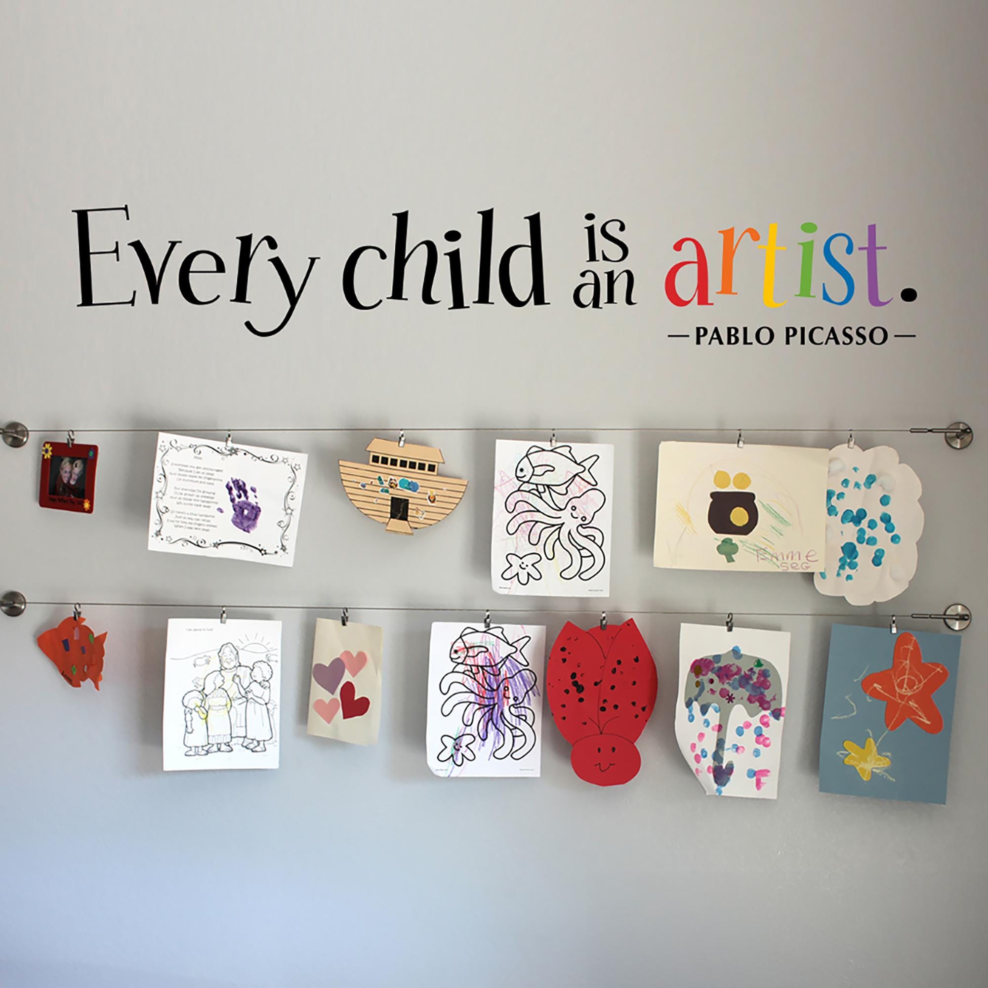 Outus Every Child Is An Artist Wall Decals - 3 Sheets Multicolor Paint Splatter & Inspirational Quotes