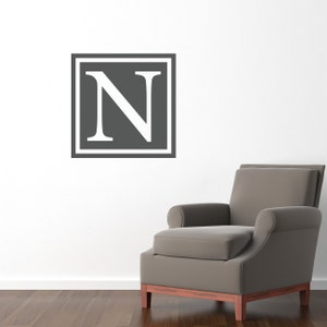 Calcomanía de pared con inicial cuadrada / Calcomanía personalizada con inicial