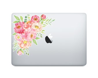 Watercolor Flower Bouquet Laptop Decal - Watercolor Sticker for MacBook