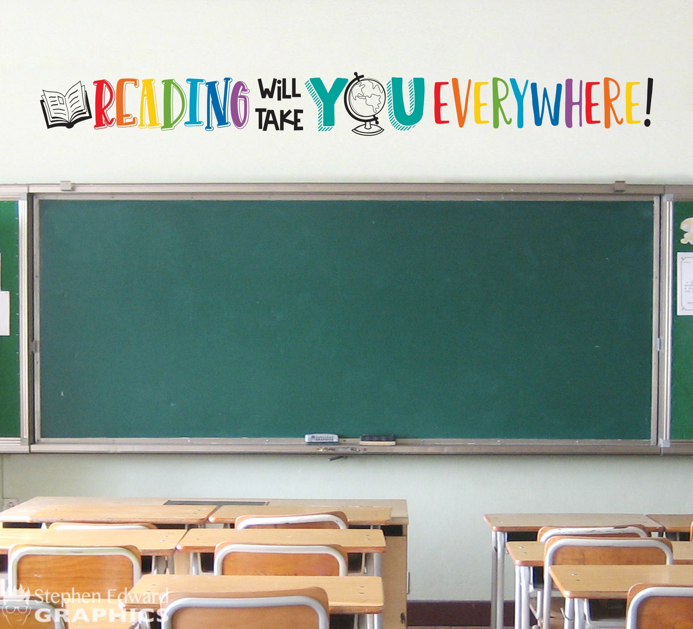 Reading will take you Everywhere Decal | Classroom Vinyl | Library Wall Sticker Decor