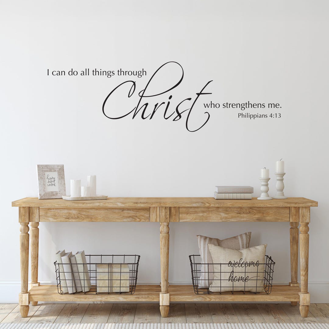 Autocollant Mural Chrétien : 'Je Peux Faire TOUTES Choses Par Le Christ Jésus' - Lettrage Décoratif, Neuf
