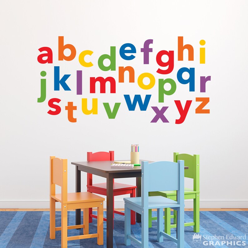 Alphabet Decal Lowercase Letter Wall Stickers Children Etsy