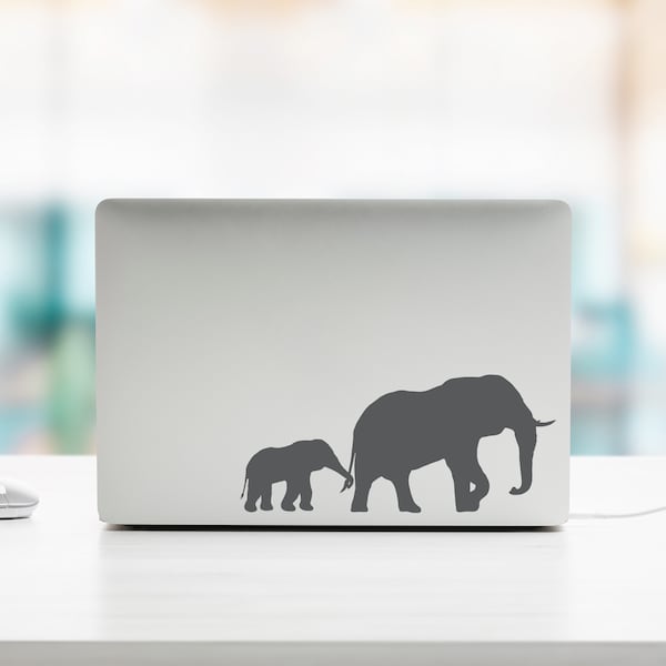 Elephant & baby Laptop Decal | Animal Laptop Sticker