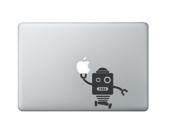 Robot 2 Macbook Decal - Laptop decal - Robot holding apple
