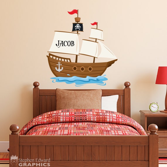 Pirate Ship Wall Decal With Personalized Name Pirate Decor for Boy Bedroom  Children Wall Vinyl -  Canada