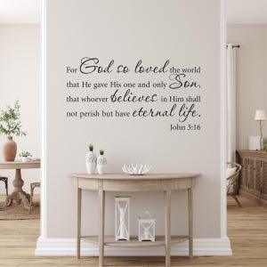 Sticker Jean 3:16 | Sticker chrétien | Décoration vinyle verset biblique | Dieu tant aimé | La vie éternelle