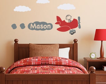Personalized Airplane Wall Decal: Boys Name Kids Room Decor