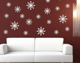 Fifties Starbursts Wall Decal Set - Retro Wall Stickers - Set of 23 - Starbursts Vinyl Wall Art