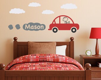 Personalisierter Autoaufkleber mit Jungennamen – Jungenschlafzimmer-Wandaufkleber – Vinyl-Wandaufkleber – Kinder-Wandaufkleber