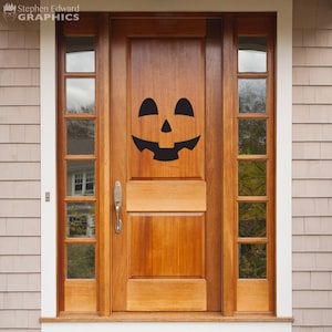 Jack-o-lantern Door Decal Happy Face Halloween Wall Sticker image 1