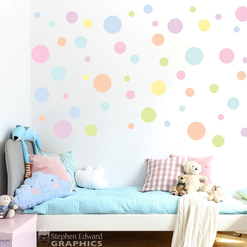 Pastel Rainbow Polka Dot Wall Decal Set | Children Bedroom Decor - Etsy ...