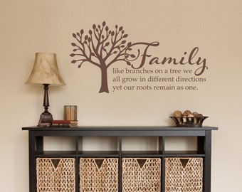 Family Tree Decal - Family like branches on a tree Wall Quote - Medium Wall Sticker