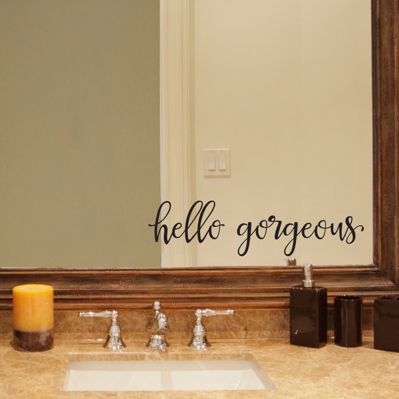Hello Decal Quote Bathroom Mirror Vinyl Etsy Canada