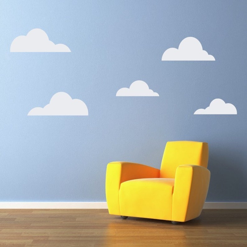clouds wall decal set of 5 cloud decals wall stickers | etsy