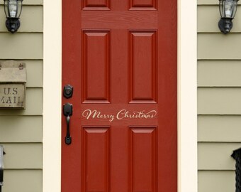 Merry Christmas Decal | Front Door Vinyl | Holiday wall decal | Christmas Decor