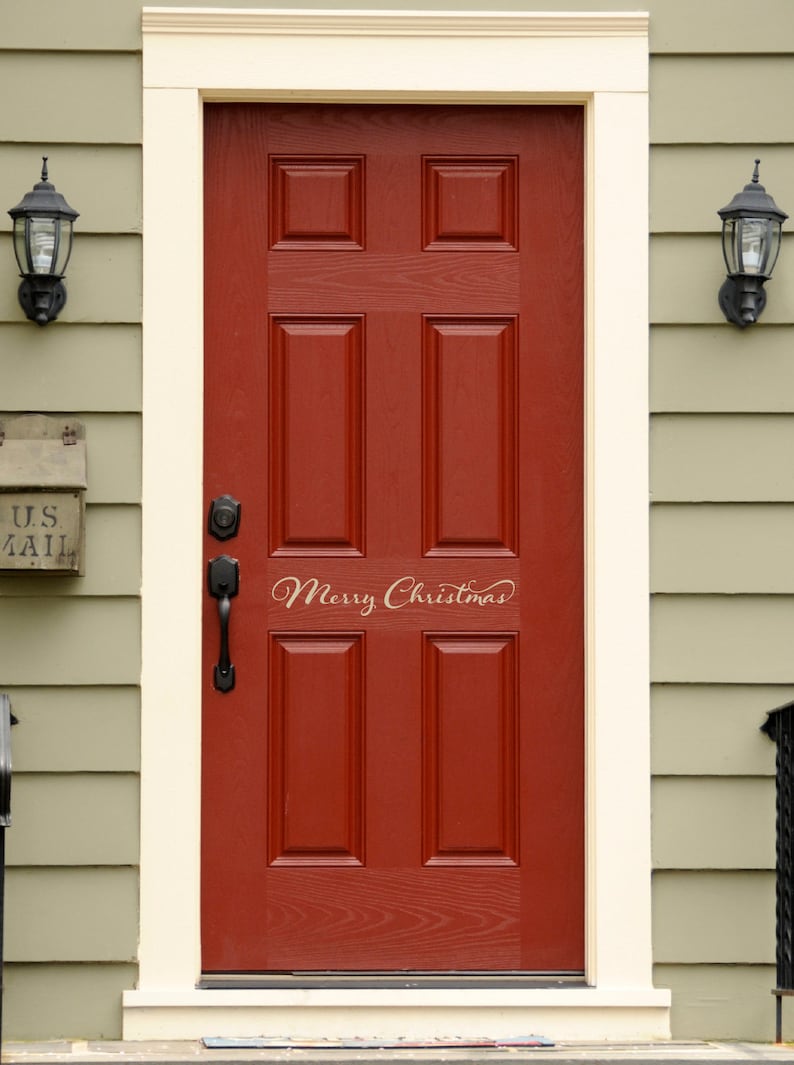 Merry Christmas Decal Front Door Vinyl Holiday wall decal Christmas Decor image 1