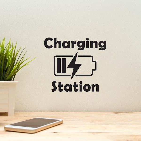 Charging Station Wall Decal: Phone Charger Vinyl Sticker