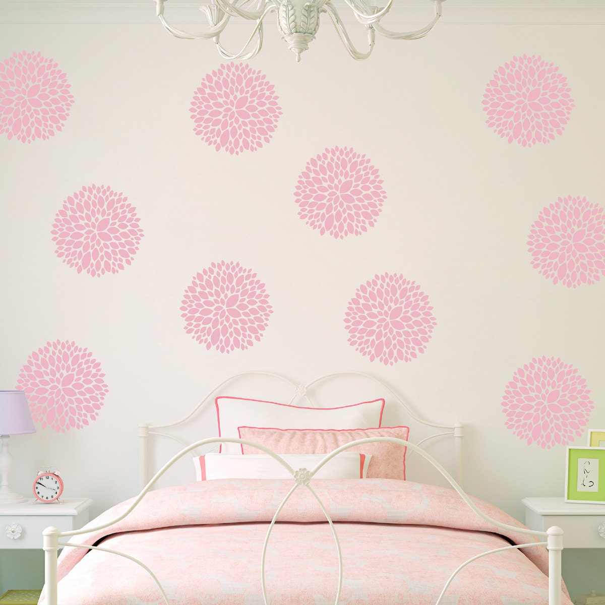 Flower Wall Decals Set of 10 Chrysanthemum Flowers Etsy