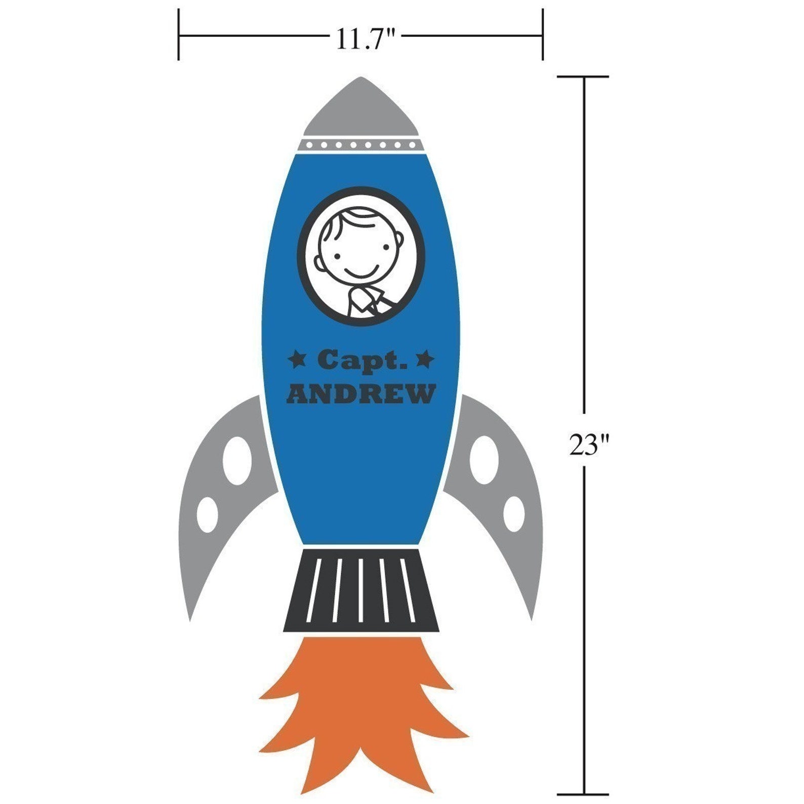 Personalized Wall Decal Rocket With Boys Name Vinyl Wall Art Etsy