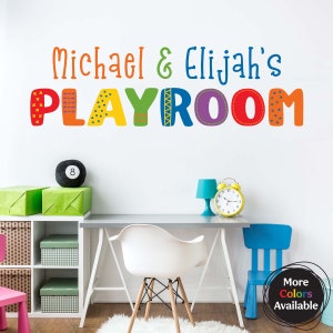 Playroom Vinyl Decal with Personalized Names | Children Bedroom Wall Decor | Multiple Colors