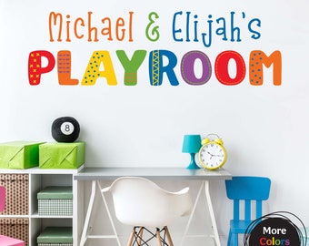 Playroom Vinyl Decal with Personalized Names | Children Bedroom Wall Decor | Multiple Colors