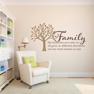 Family Wall Decal Family like branches on a Tree Decal Large 2 color design image 1