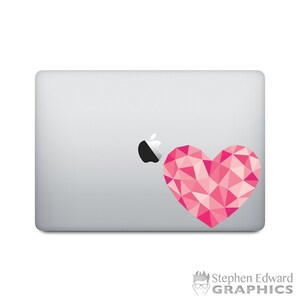 Pink Geometric Heart Laptop Decal | Heart MacBook Sticker