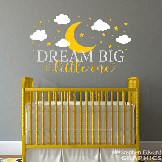 Dream Big Little One Decal Nursery Wall Decor Clouds Stars - Etsy