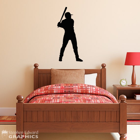 Baseball Player Wall Decal Boy Bedroom Sports Theme | Etsy