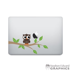 Owl on a branch Laptop Decal | MacBook Decal | Owl Sticker