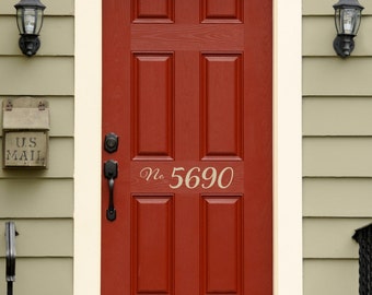 Address Vinyl Decal | Number Sticker | Front Door Decor | Outdoor Script Decal Ver. 4