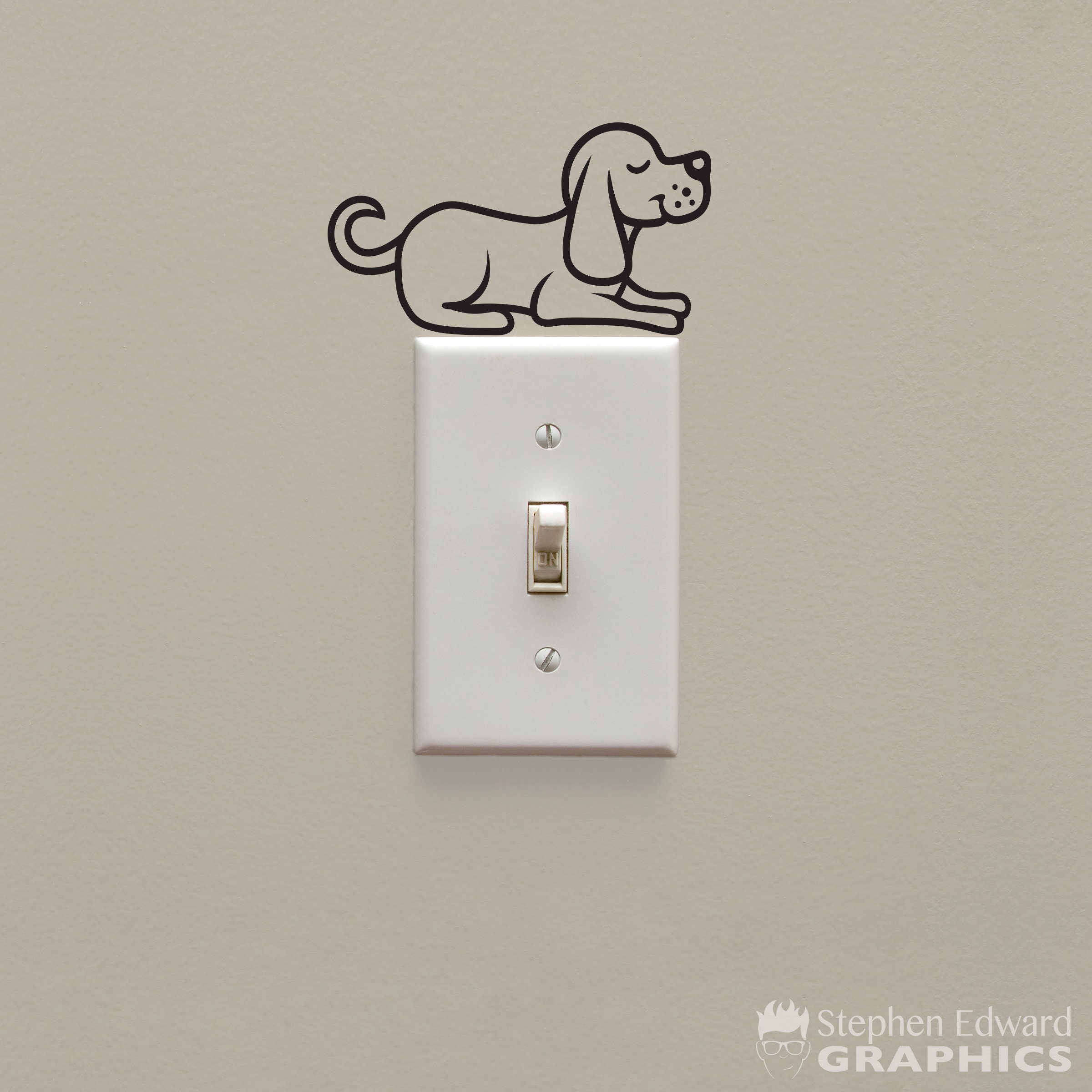Dog Light Switch Decal Lightswitch Sleeping Puppy Decal Etsy
