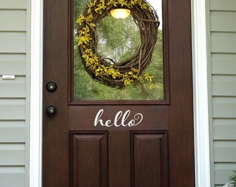 Hello Door Decal | Front Door Decal | Script Decal | Wall Decal | Ver. 2