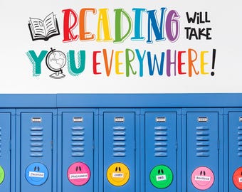 Reading Takes You Everywhere Wall Decal: Classroom Library Decor