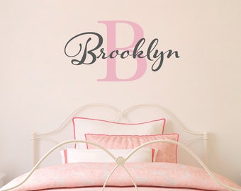 Initial & Name Wall Decal - Girls Name Decal - Initial Wall Sticker - Medium (1)