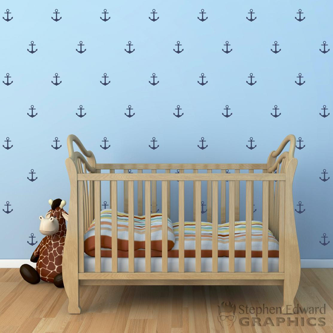 Anchor Wall Decal Set | Set of 104 | Nautical Pattern Nursery Decor ...