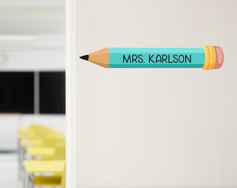 Pencil Wall Decal | Teacher Name | Classroom Door Decor | School Wall Art