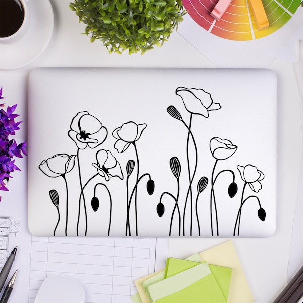 Poppy Laptop Decal | Flower Decal | California Poppy Flower Sticker