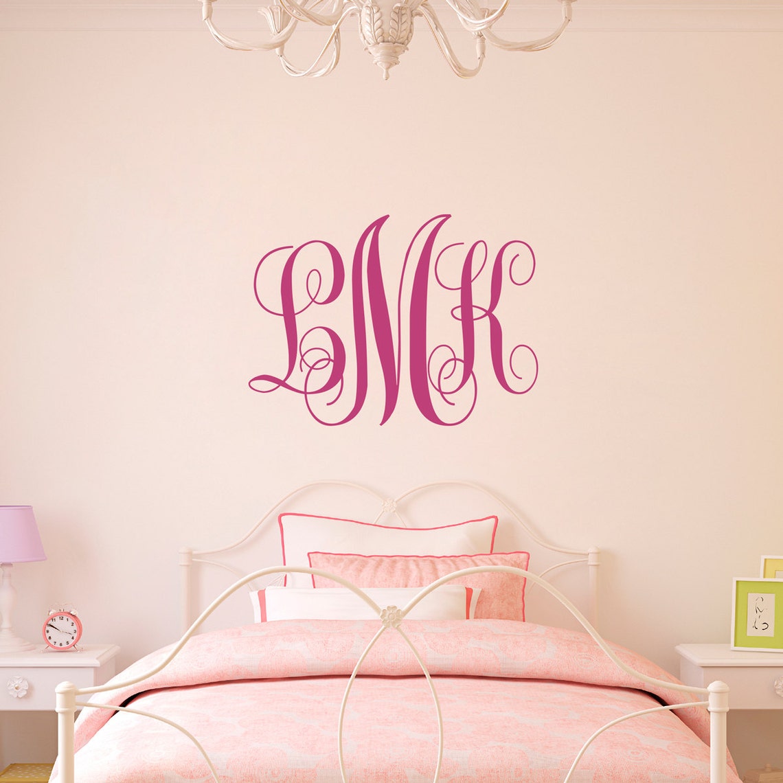 Monogram Wall Decal Initial Decal Custom Monogram Wall Art Etsy