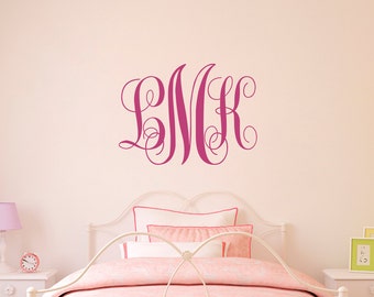 Monogram Wall Decal - Initial Decal - Custom Monogram Wall Art - Medium