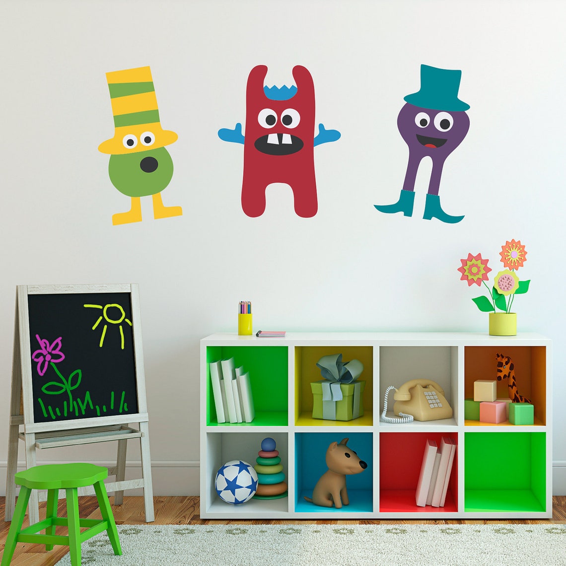 Monster Wall Decals Set of 3 Vinyl Wall Art Children Wall Etsy