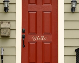 Hello Decal | Front Door Vinyl | Script Font Sticker | Front Door Welcome Decor